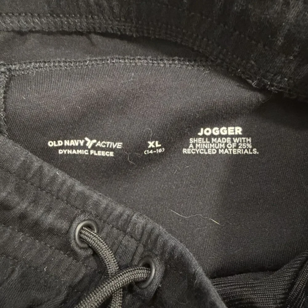 Old Navy Dynamic Fleece Jogger Sweatpants Boys XL 14-16 Black Zip Pocket Active